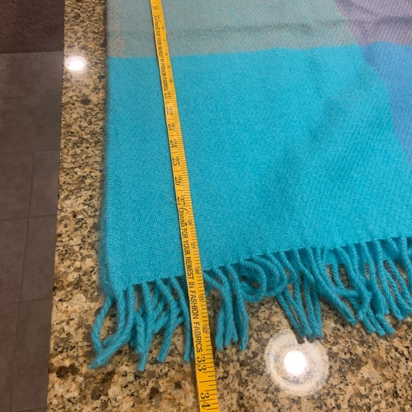 Gagalis Greece Vintage Wool Throw Pastel Plaid Fringed - Picture 9 of 10